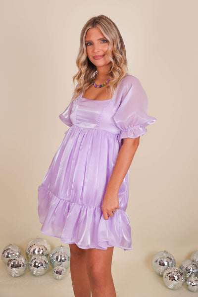 Lilac Organza Dress- Metallic Purple Tulle Dress- Speak Now Era Dress