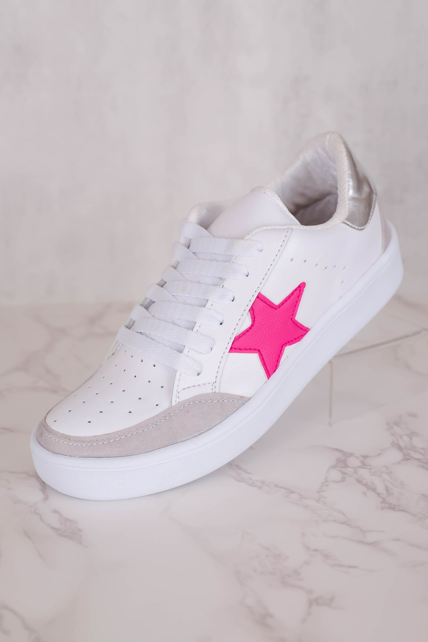 Trendy Star Sneakers- Women's Platform Star Sneakers- Pink Star Sneakers