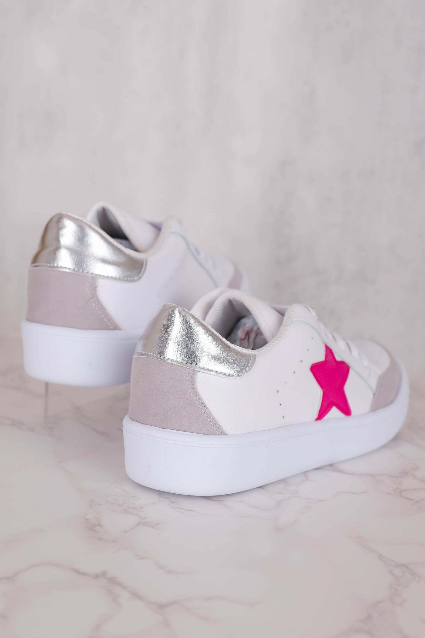 Trendy Star Sneakers- Women's Platform Star Sneakers- Pink Star Sneakers