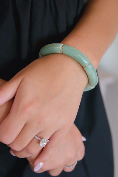 Mint Acrylic Bangle- Stretchy Tubular Bangle- Cute Women's Bangle