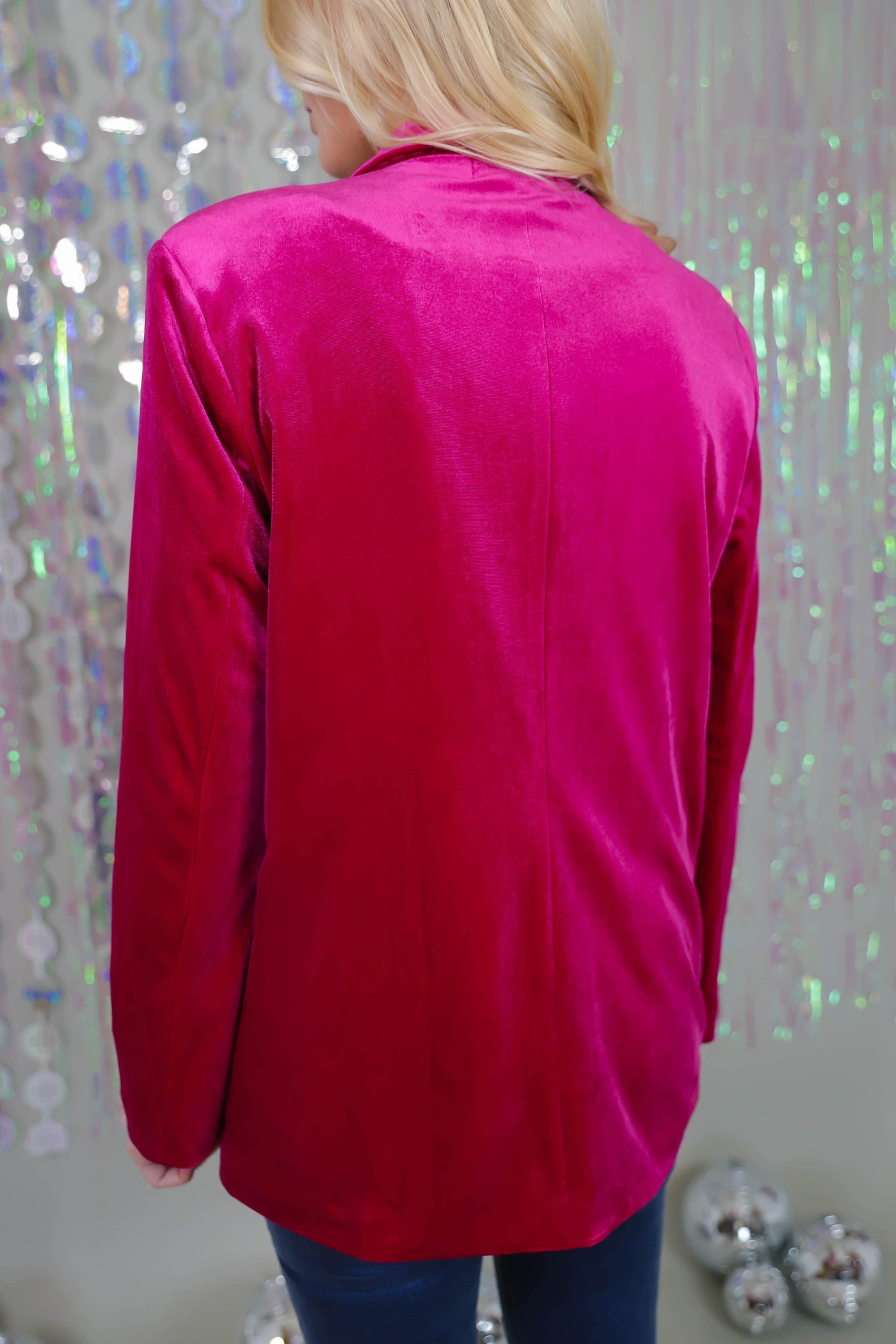 Fuchsia Velvet Blazer- Women's Pink Blazer- Dressy Velvet Blazer 