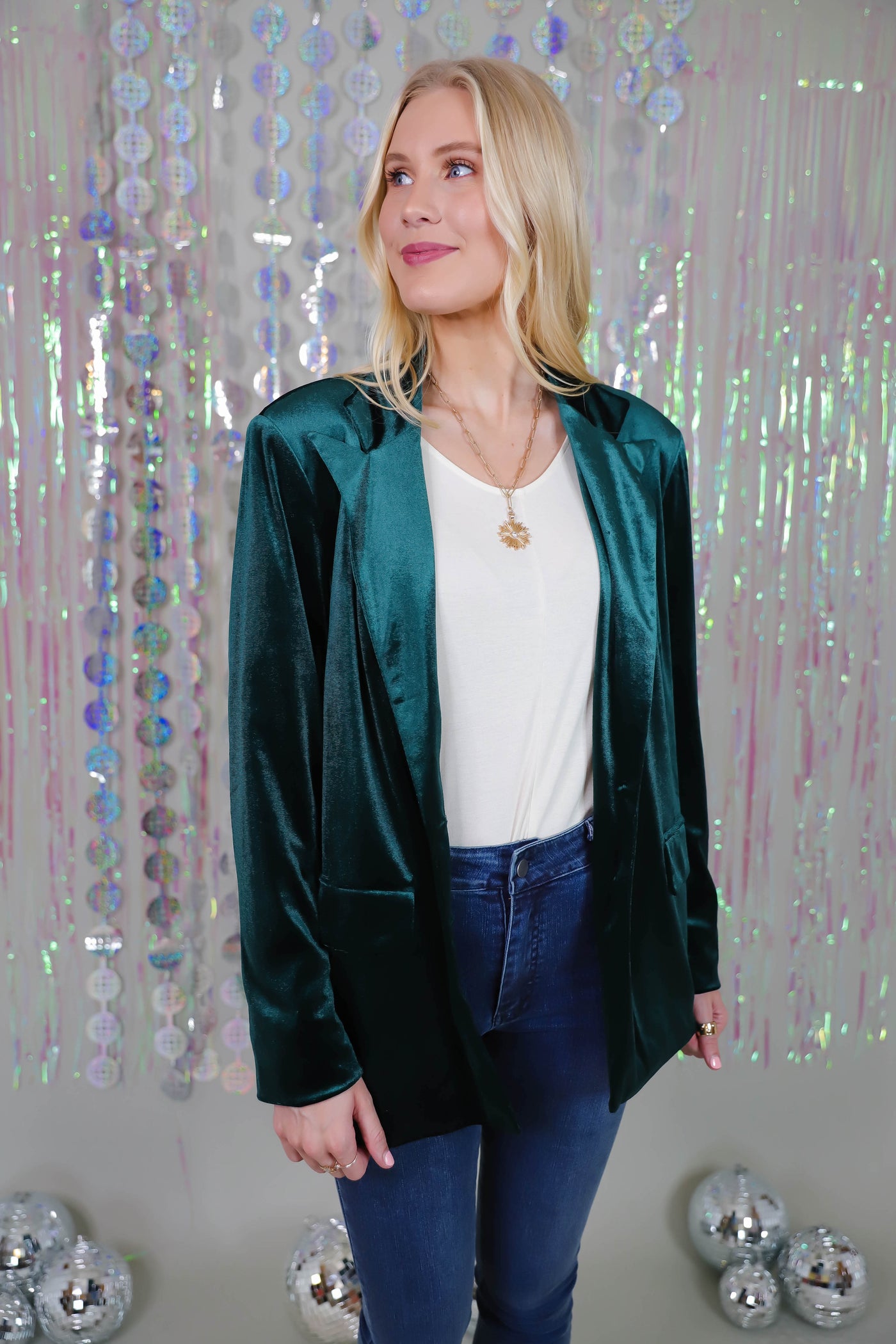 Hunter Green Velvet Blazer- Women's Dressy Blazer- Velvet Blazer