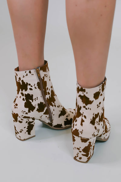 Women's Cow Print Booties- Women's Western Cow Boot- Pierre Dumas Booties