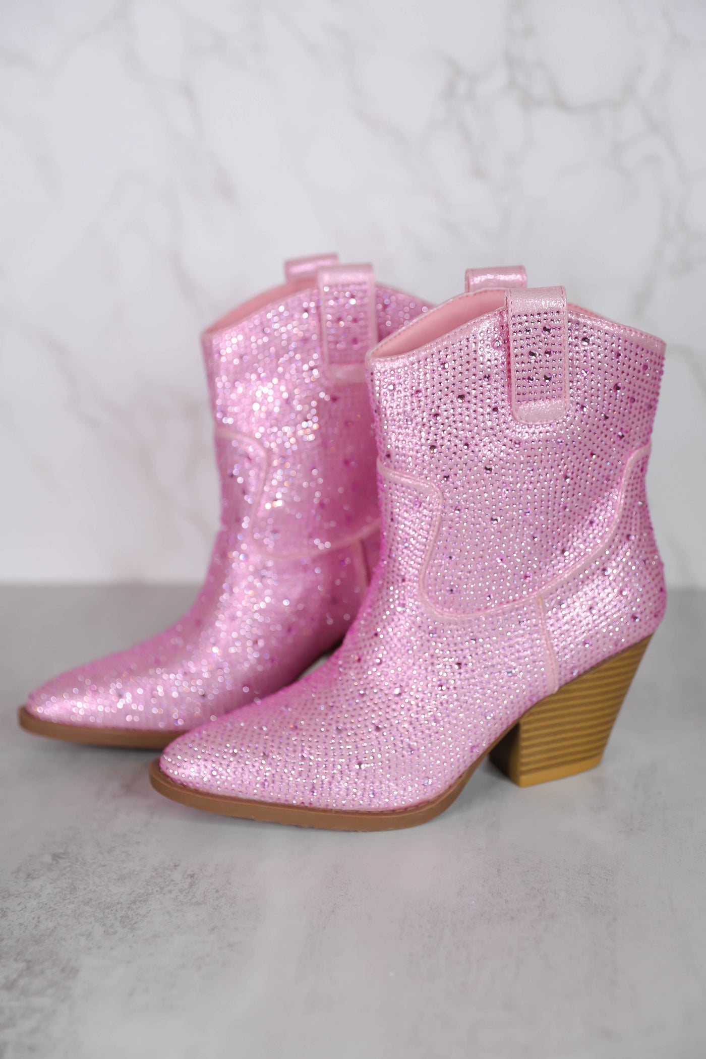 Rhinestone Western Booties- Pink Rhinestone Boots- Women's Pink Rhinestone Western Boot