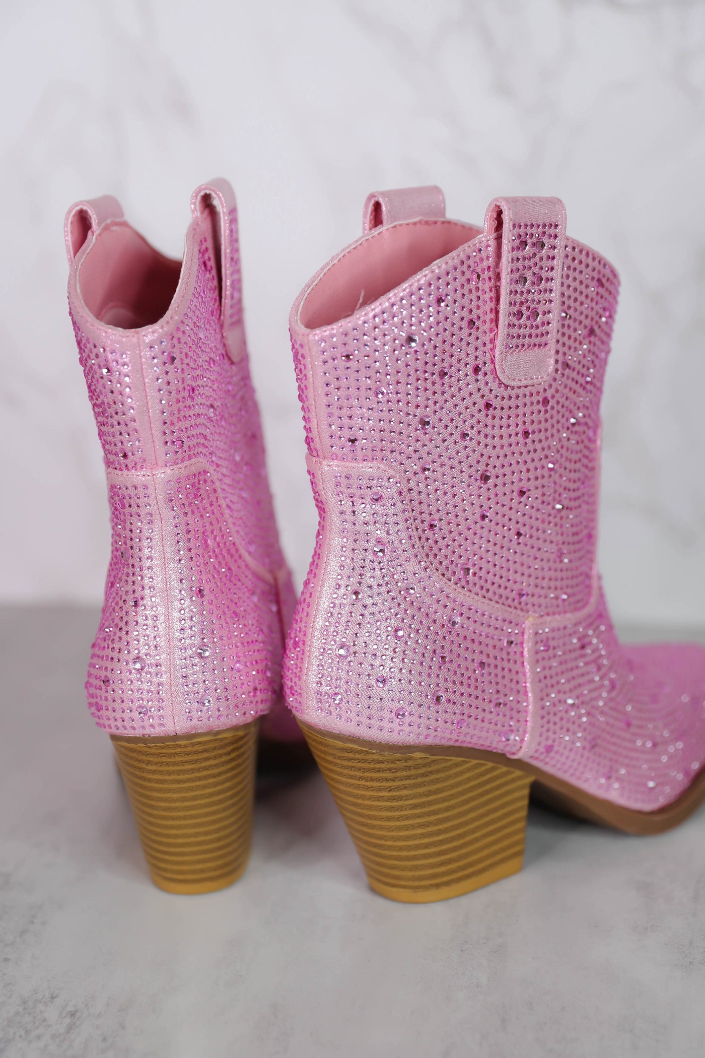 Rhinestone Western Booties- Pink Rhinestone Boots- Women's Pink Rhinestone Western Boot