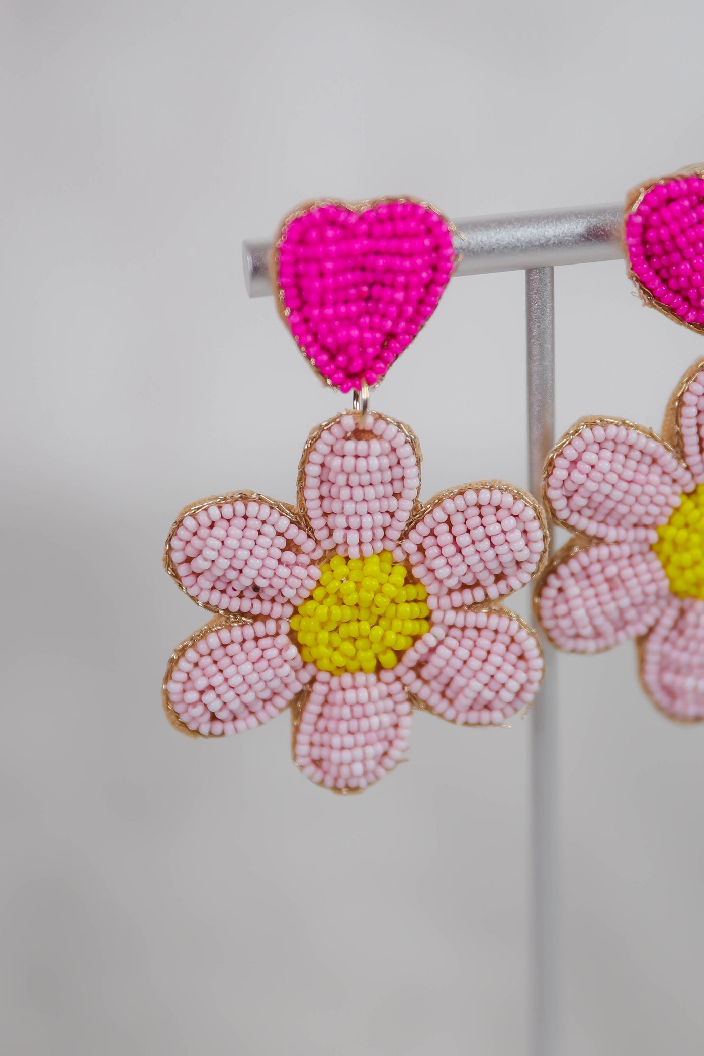 Women's Fun Beaded Earrings- Cute Statement Earrings- Daisy Beaded Earrings