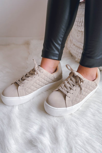 Women's Quilted Sneakers- Trendy Platform Sneakers-$34