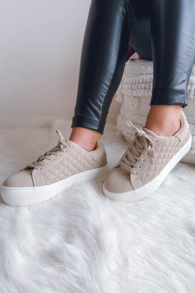 Women's Quilted Sneakers- Trendy Platform Sneakers-$34