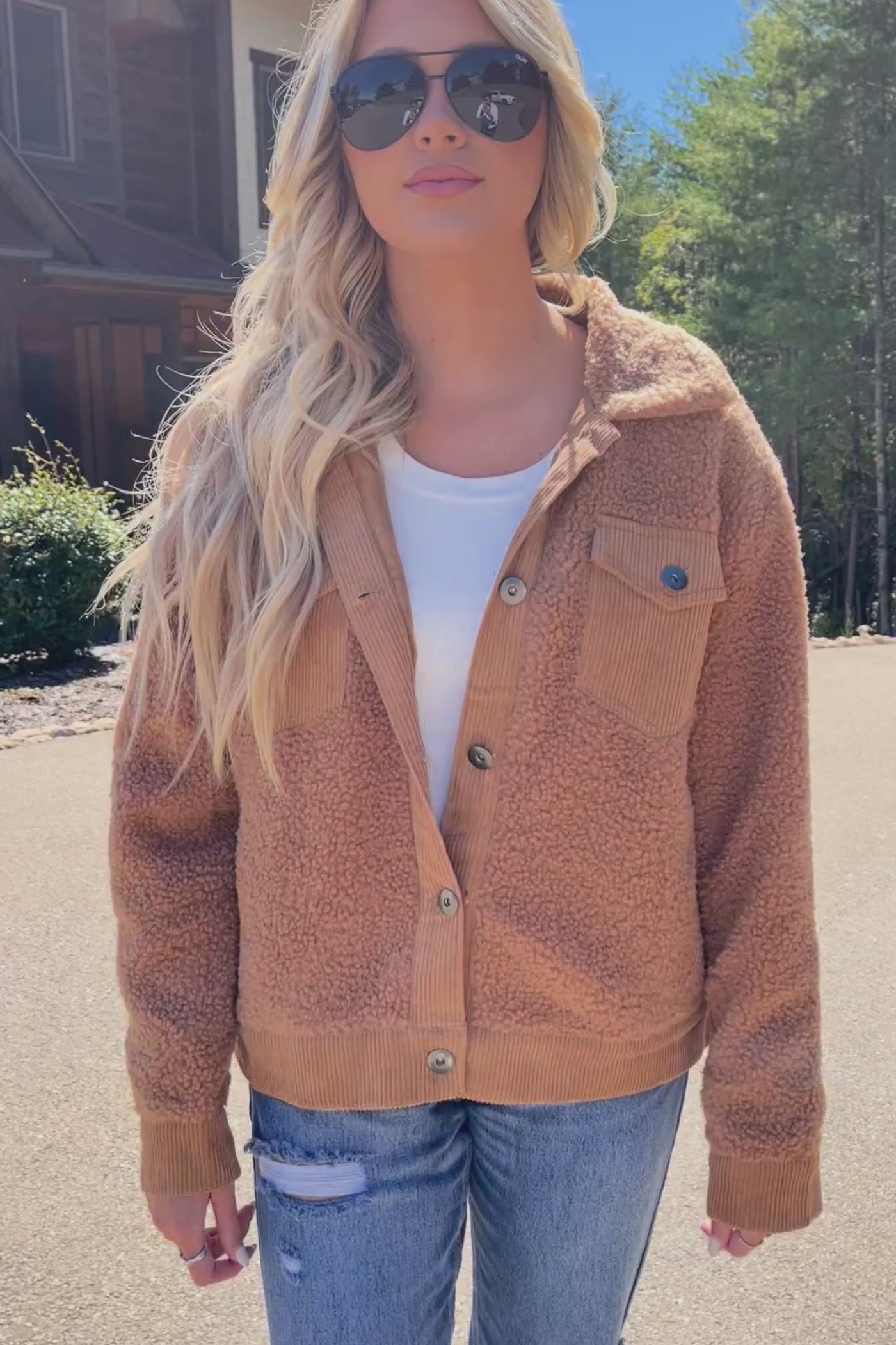 Women's Brown Sherpa Jacket- Trendy Sherpa Jacket- Women's Oversized Fall Jackets